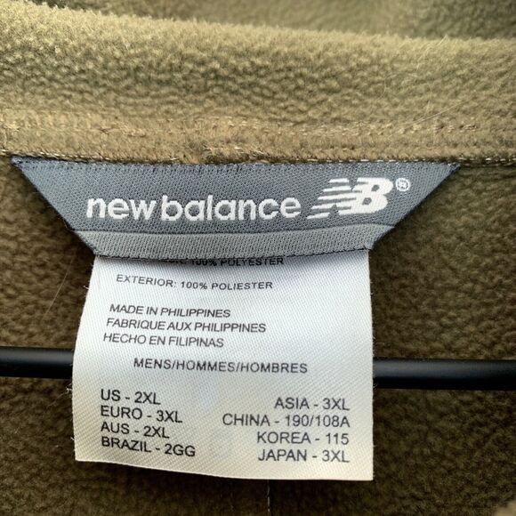 New Balance Mock Neck Full Zip Jacket Green Soft Shell Fleece Lined Mens 2XL XXL - Picture 5 of 5
